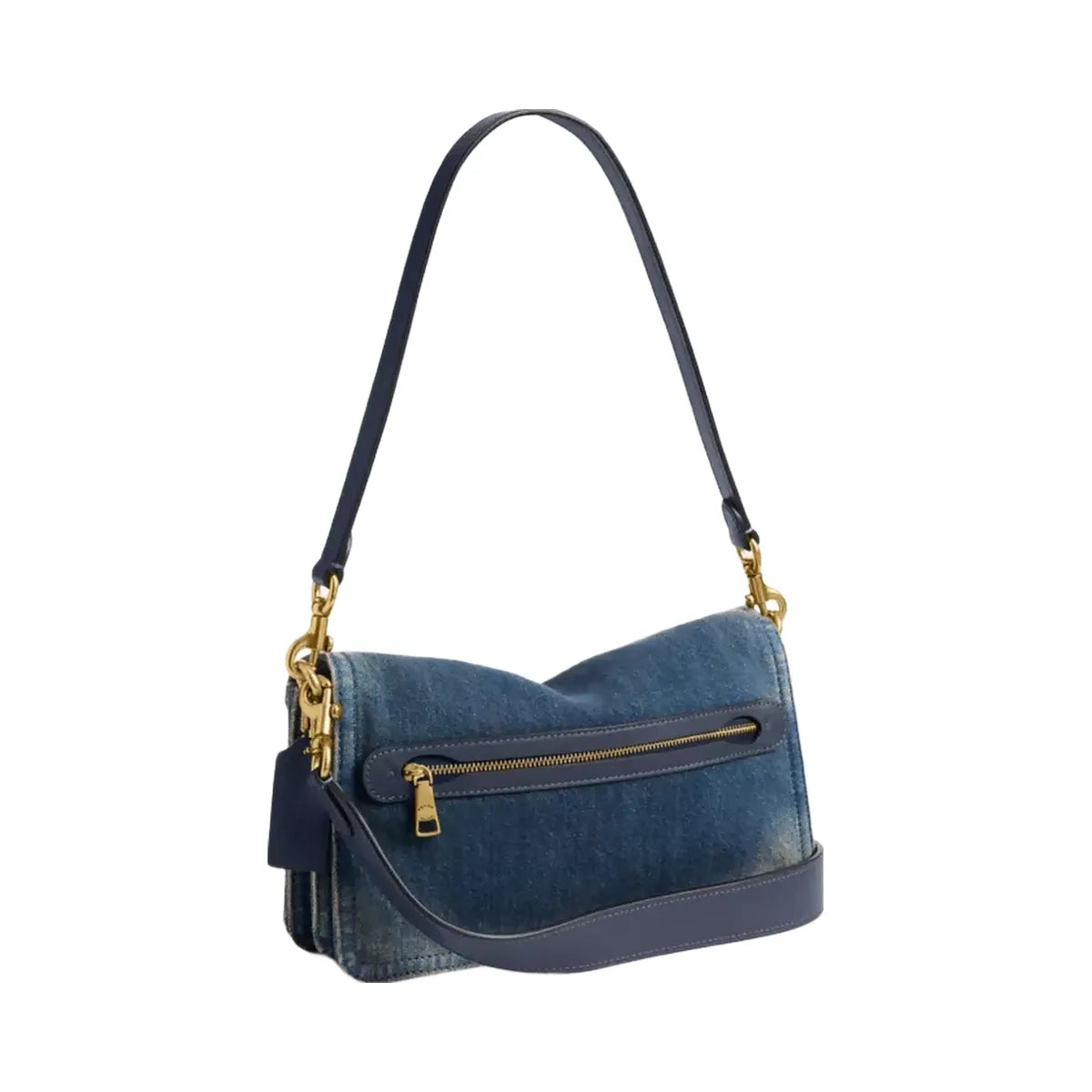 Coach Tabby Shoulder Bag 26 In Regenerative Cotton Denim in Brass Dark Indigo