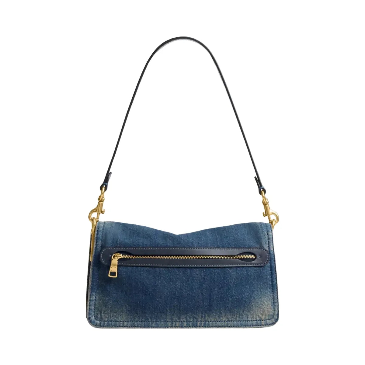 Coach Tabby Shoulder Bag 26 In Regenerative Cotton Denim in Brass Dark Indigo