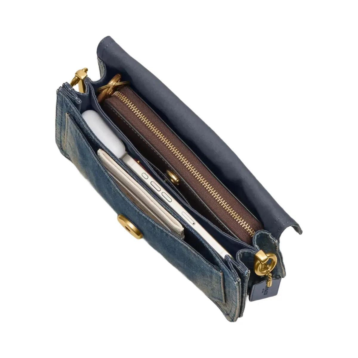 Coach Tabby Shoulder Bag 26 In Regenerative Cotton Denim in Brass Dark Indigo