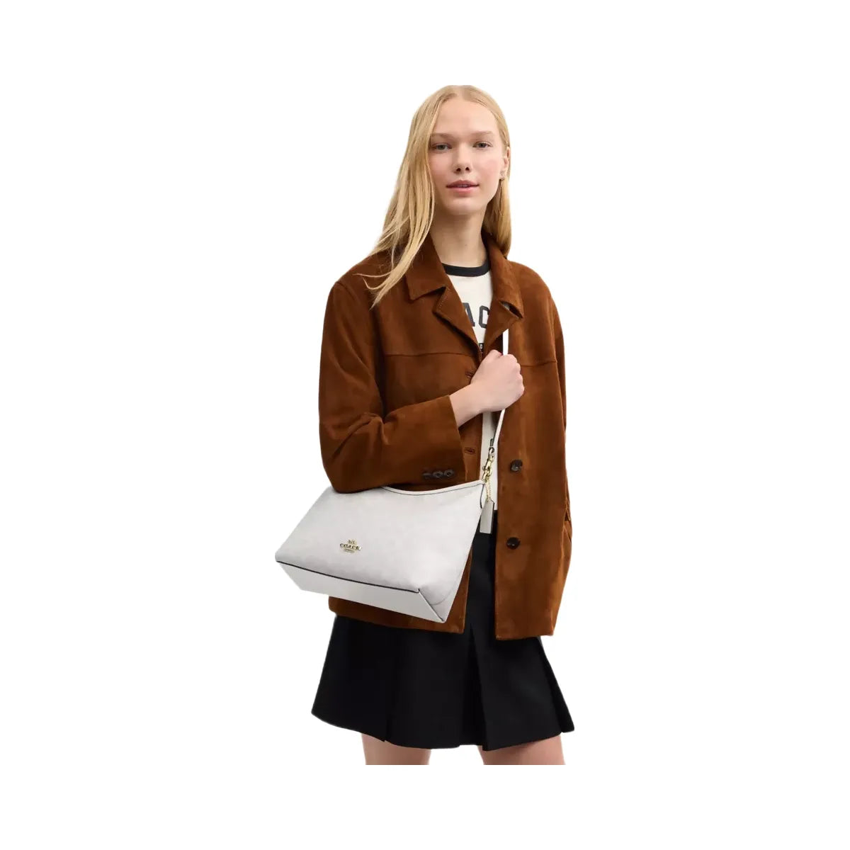 Coach Laurel Shoulder Bag In Signature Canvas in Gold White Chalk