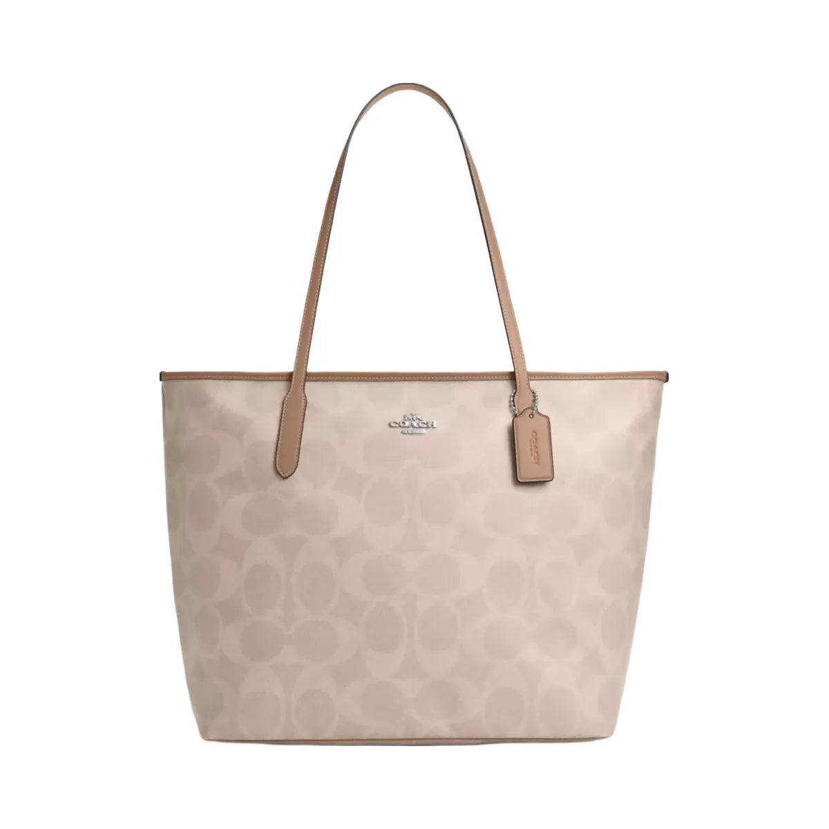 Coach Large City Tote Bag In Maxi Signature Canvas in Silver Sand Taupe