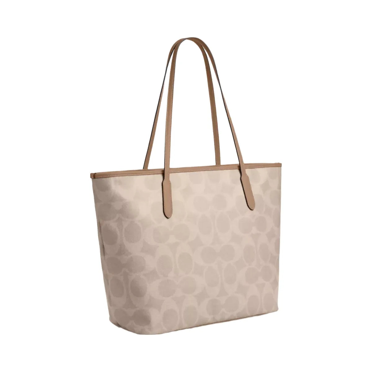 Coach Large City Tote Bag In Maxi Signature Canvas in Silver Sand Taupe