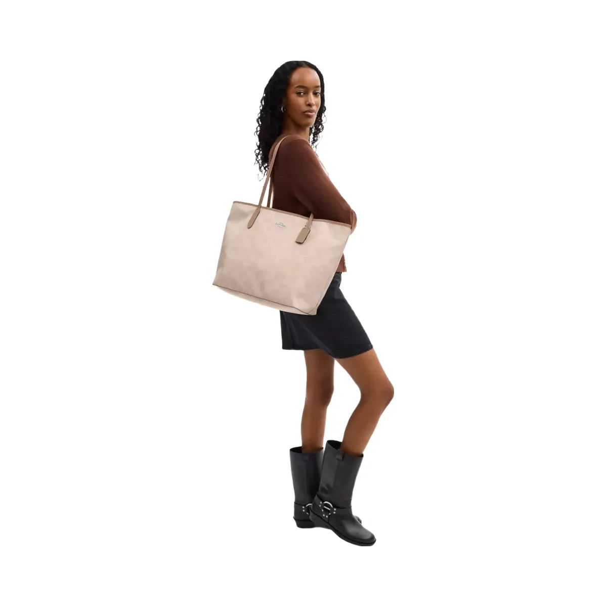 Coach Large City Tote Bag In Maxi Signature Canvas in Silver Sand Taupe