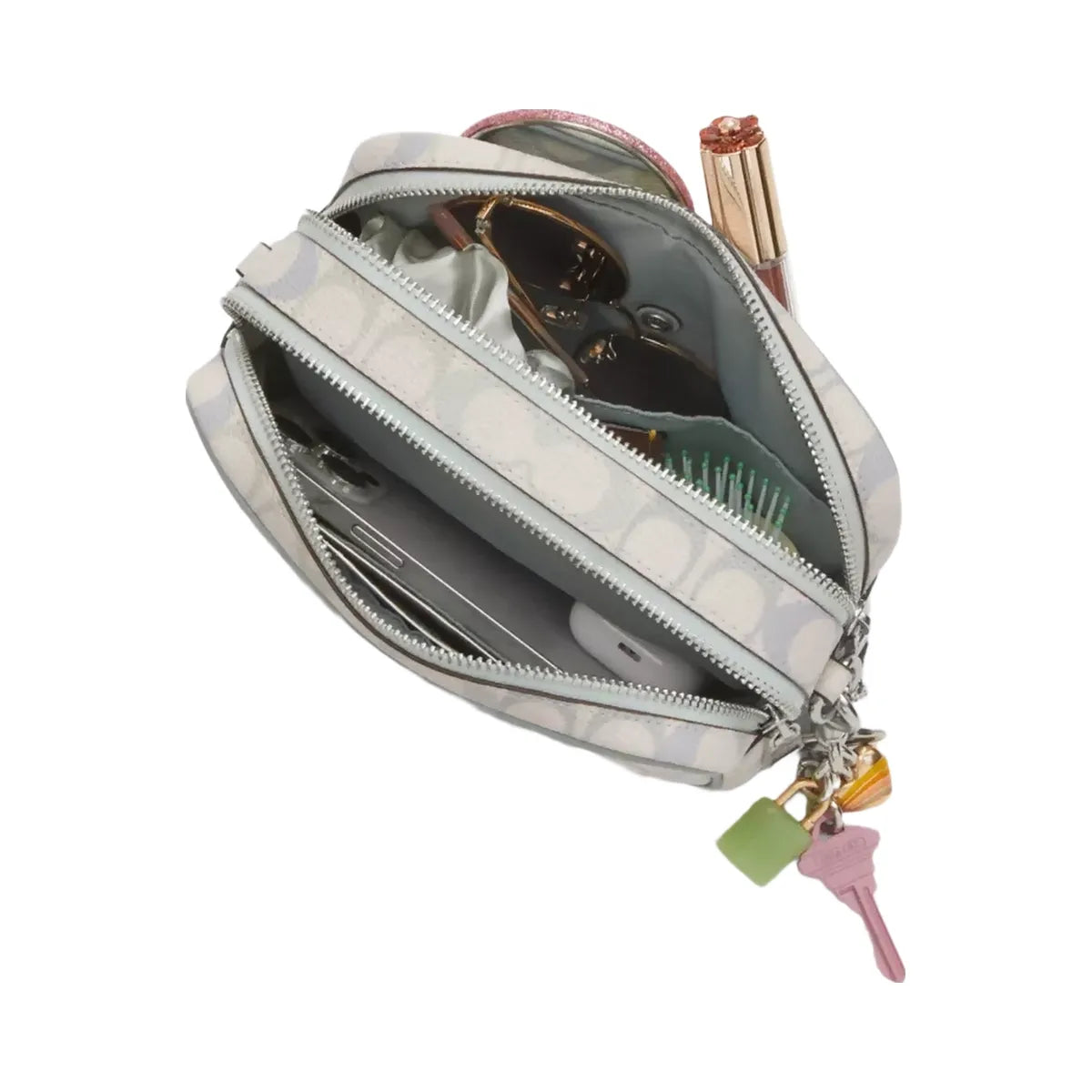 Coach Mini Carey Crossbody Bag In Signature Canvas in Silver