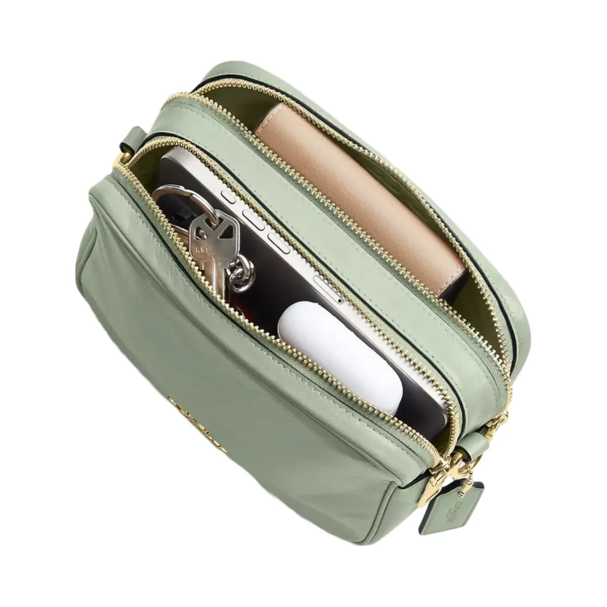 Coach Mini Carey Crossbody Bag in Gold Light Pistachio