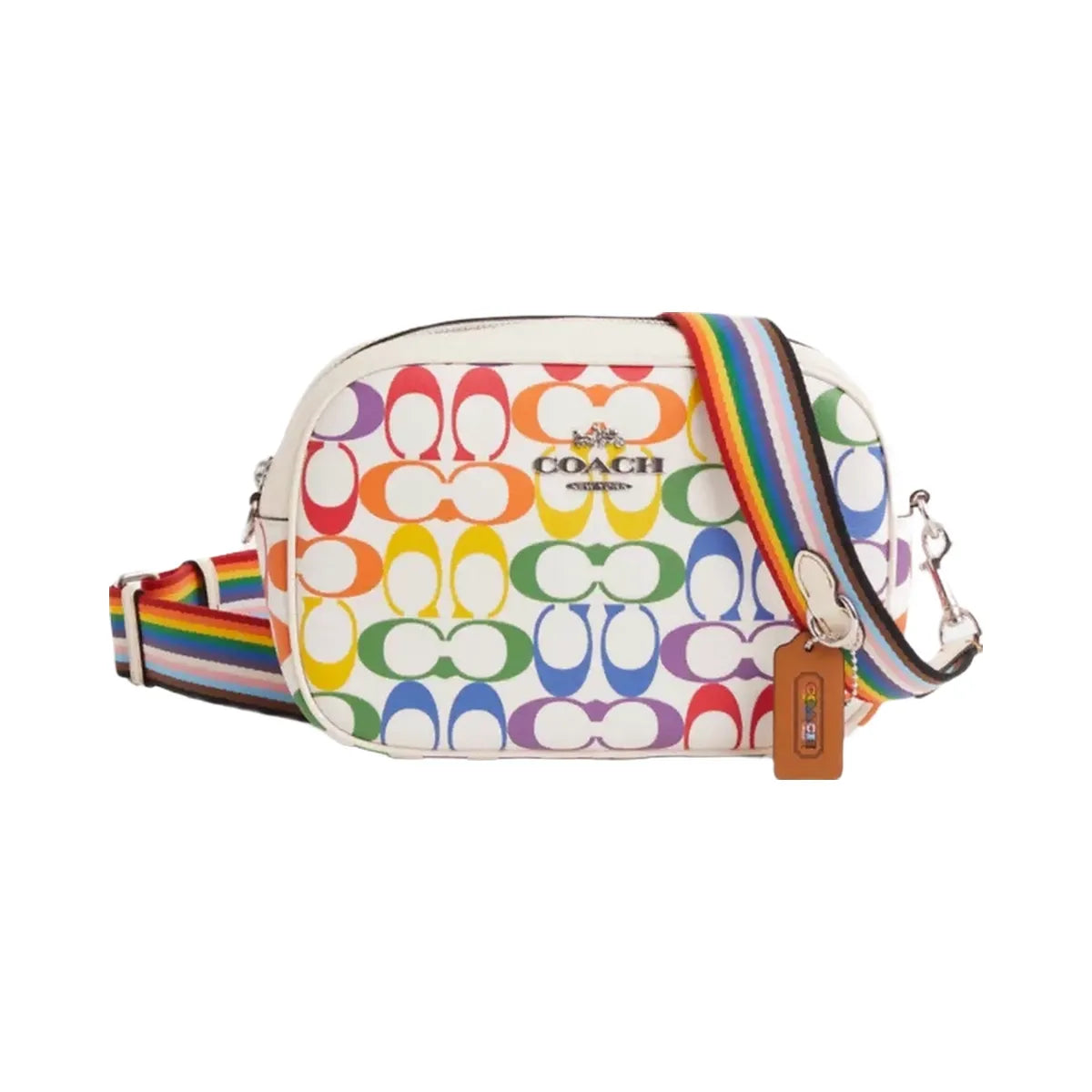 Coach Restored Jamie Camera Bag In Rainbow Signature Canvas in Silver Chalk Multi