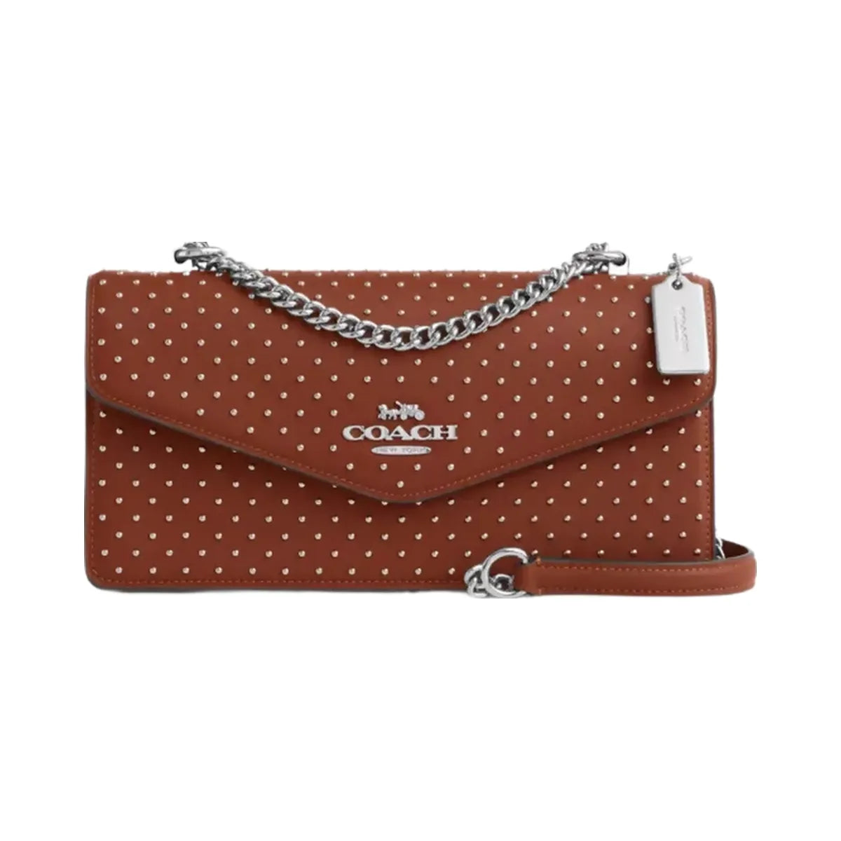 Coach Klare Envelope Crossbody Bag With Rivets in Silver Pecan