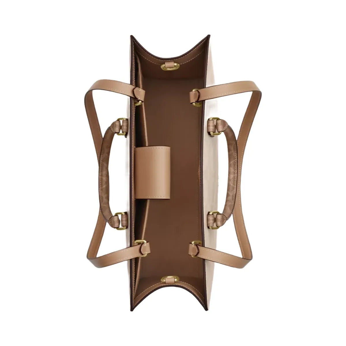 Coach Maggie Tote Bag In Blocked Signature Canvas in Gold Sand Tan