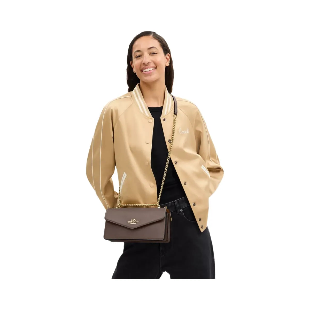 Coach Klare Envelope Crossbody Bag in Gold Dark Stone