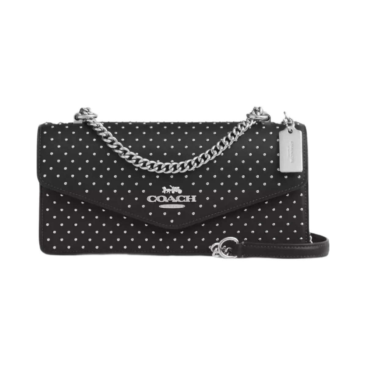 Coach Klare Envelope Crossbody Bag With Rivets in Silver Black
