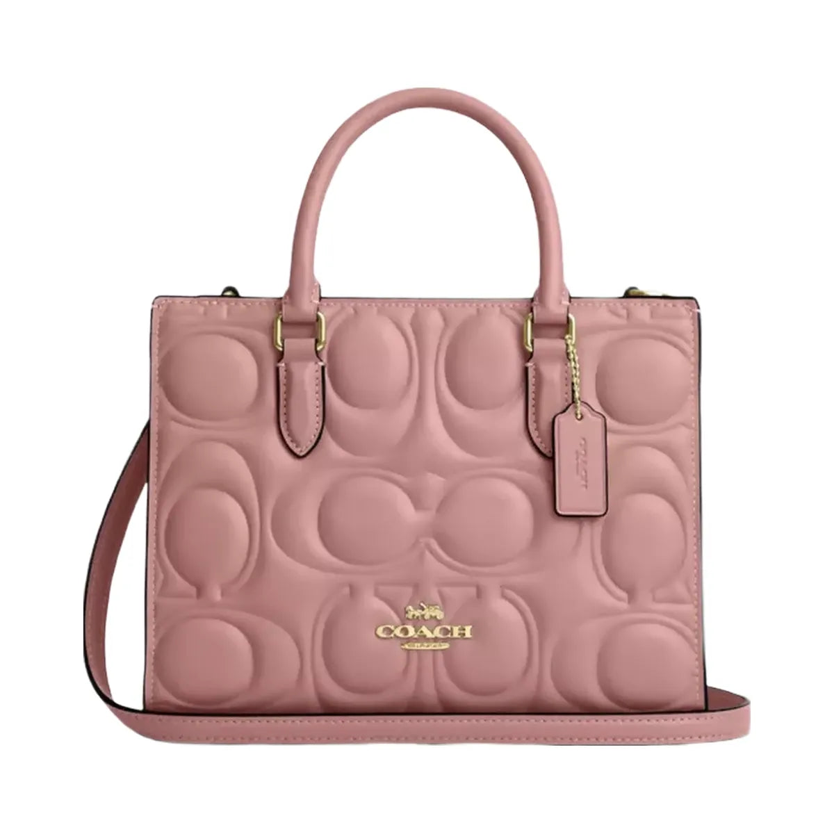 Coach Maggie Small Tote Bag In Signature Leather in Gold Pink Petal