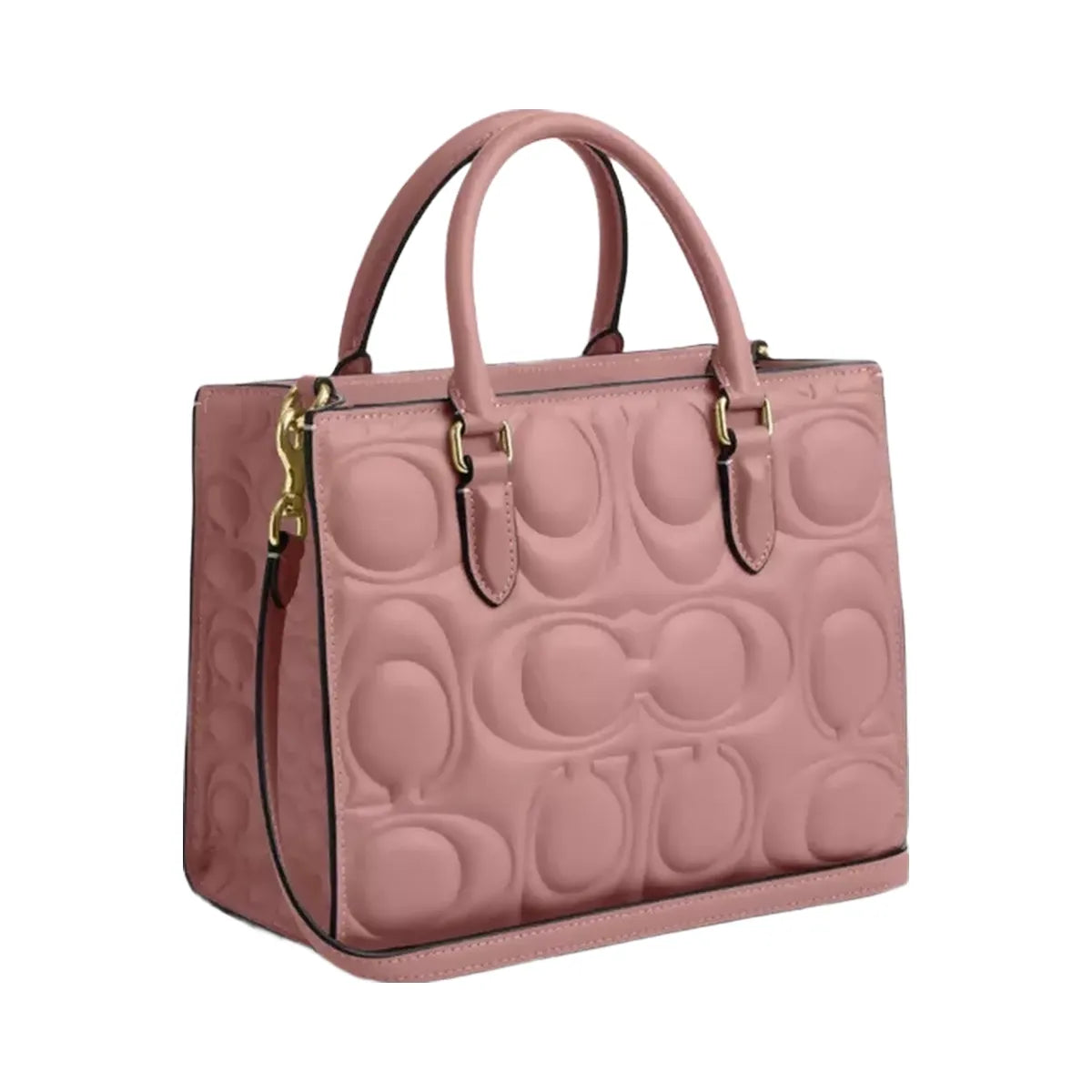 Coach Maggie Small Tote Bag In Signature Leather in Gold Pink Petal