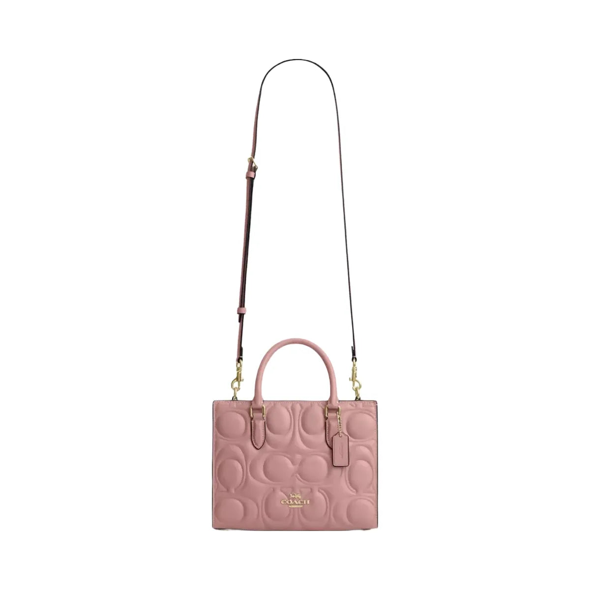 Coach Maggie Small Tote Bag In Signature Leather in Gold Pink Petal