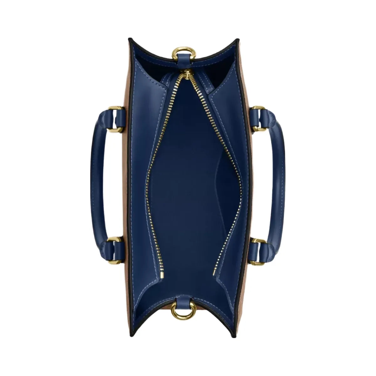 Coach Maggie Small Tote Bag In Signature Canvas in Gold Tan Deep Blue