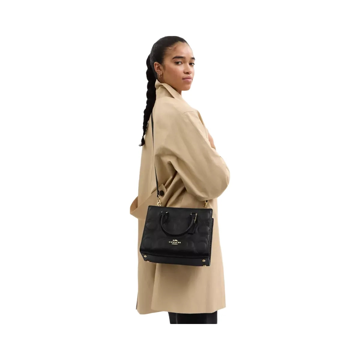 Coach Maggie Small Tote Bag In Signature Leather in Gold Black