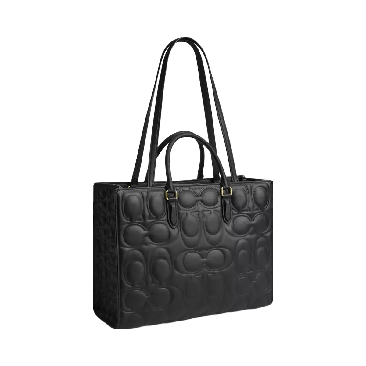 Coach Maggie Tote Bag In Signature Leather in Gold Black