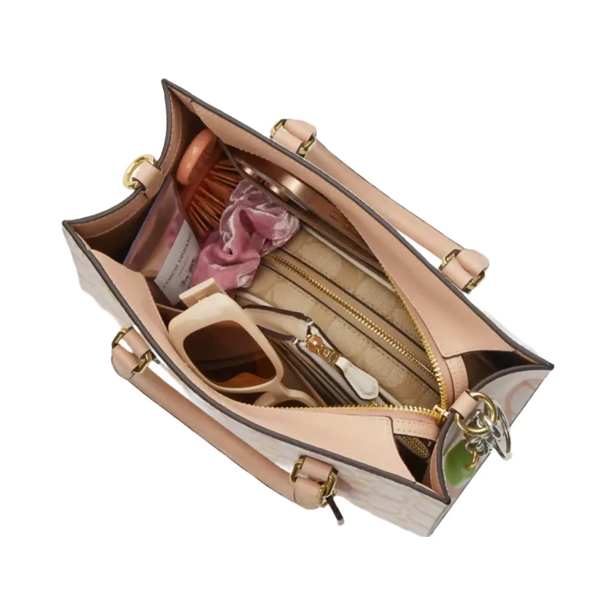 Coach Maggie Small Tote Bag In Signature Canvas in Gold Chalk Pink