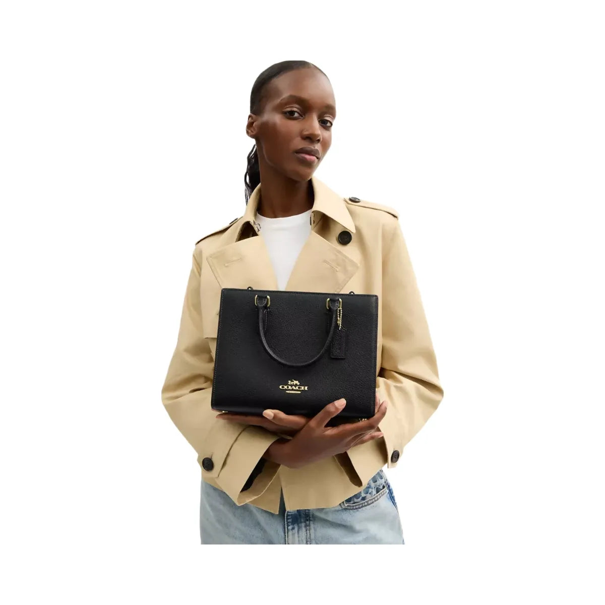 Coach Maggie Small Tote Bag in Gold Black