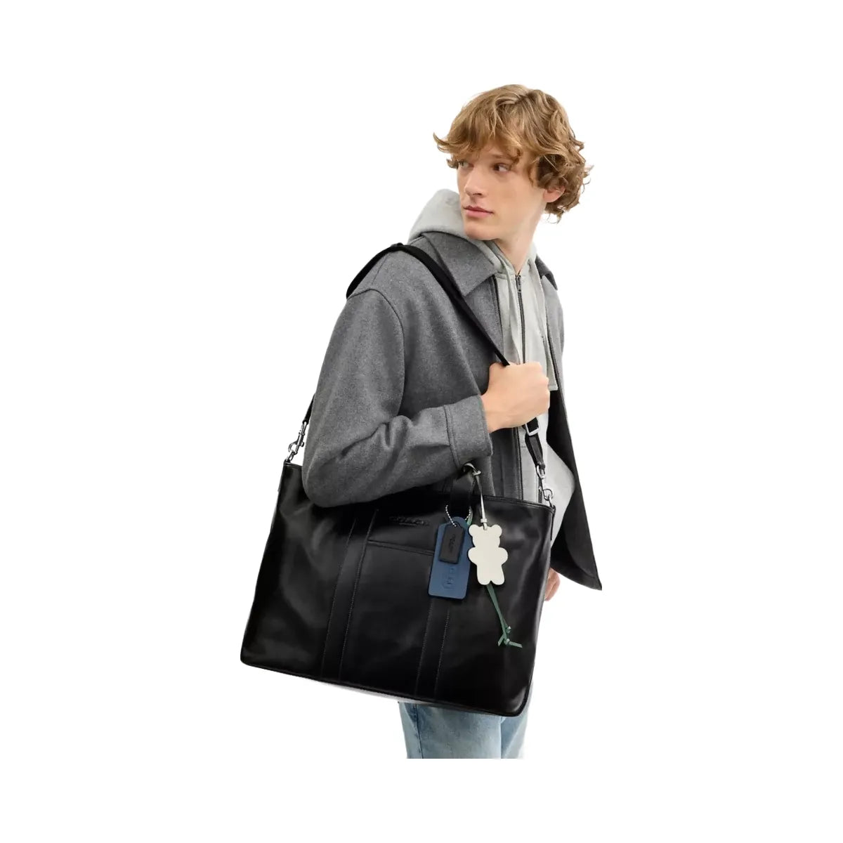 Coach Grayson Tote Bag With Charms in Silver Black