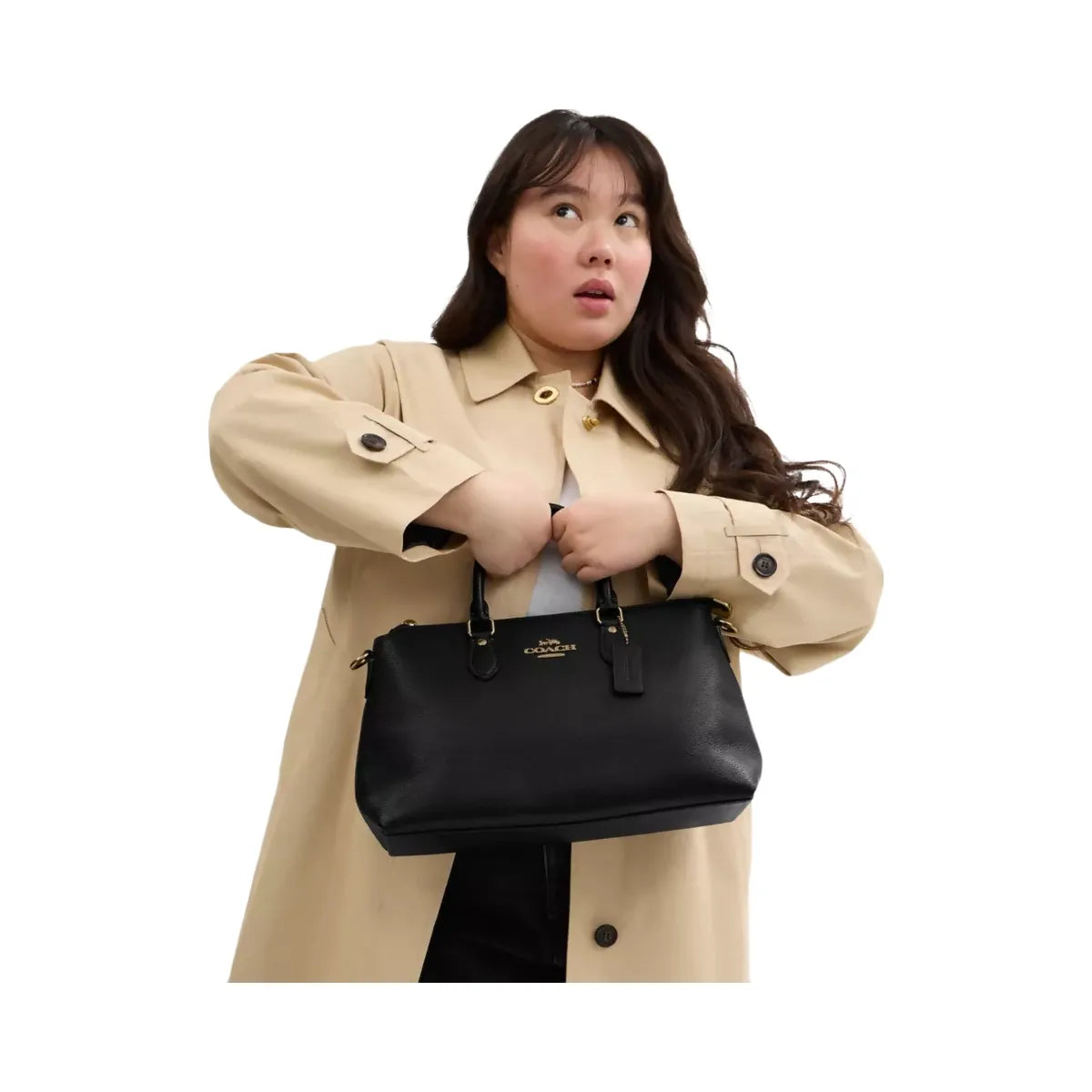 Coach Georgia Satchel Bag in Gold Black