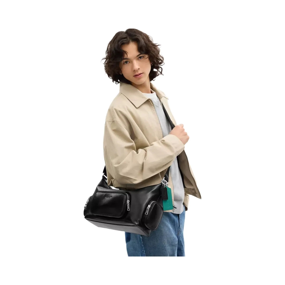 Coach Finn Crossbody Bag With Pockets And Charms in Silver Black