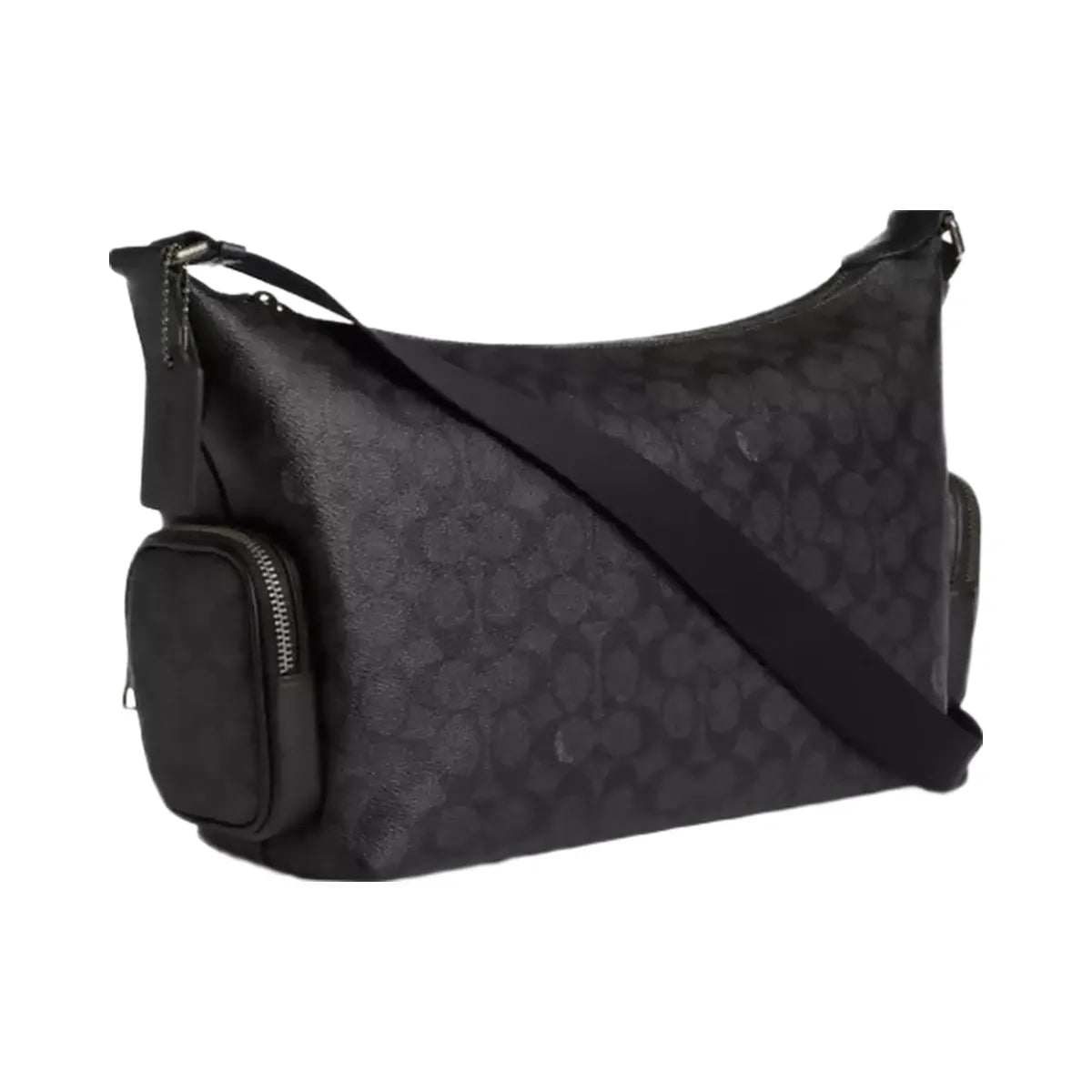 Coach Finn Crossbody Bag With Pockets In Signature Canvas in Gunmetal Charcoal Black