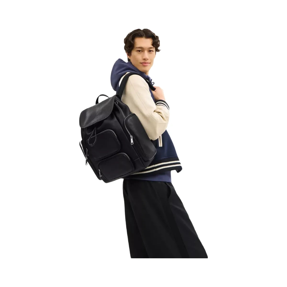 Coach Finn Backpack in Silver Black