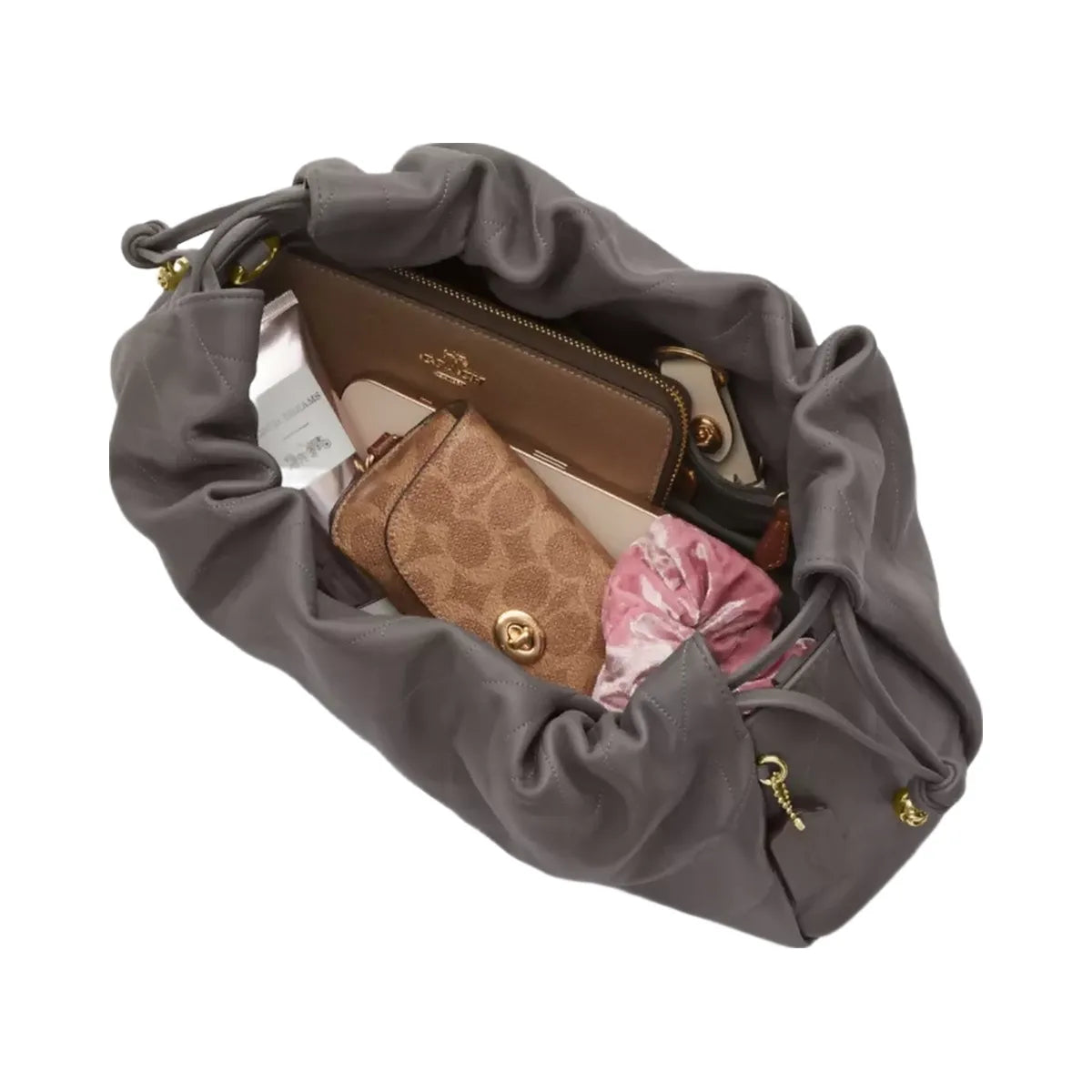Coach Faye Large Shoulder Bag With Quilting in Gold Slate