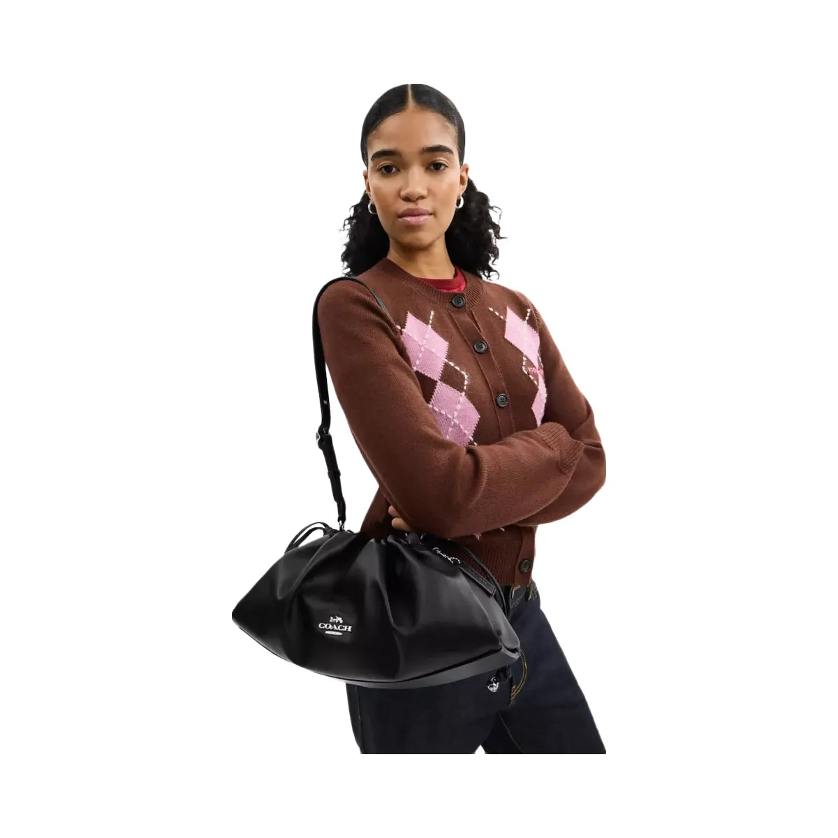 Coach Faye Large Shoulder Bag in Silver Black