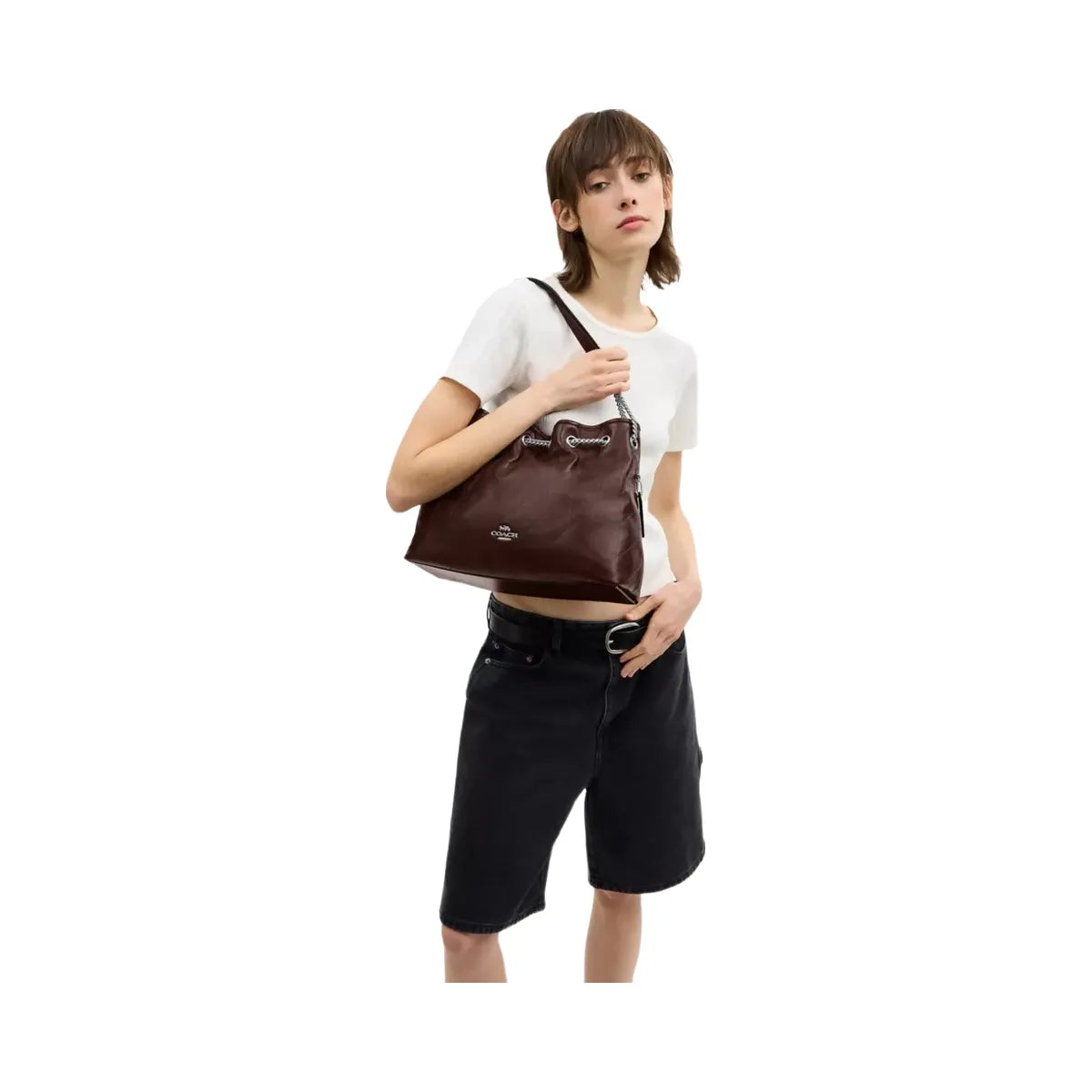 Coach Evelyn Shoulder Bag With Quilting in Silver Maple