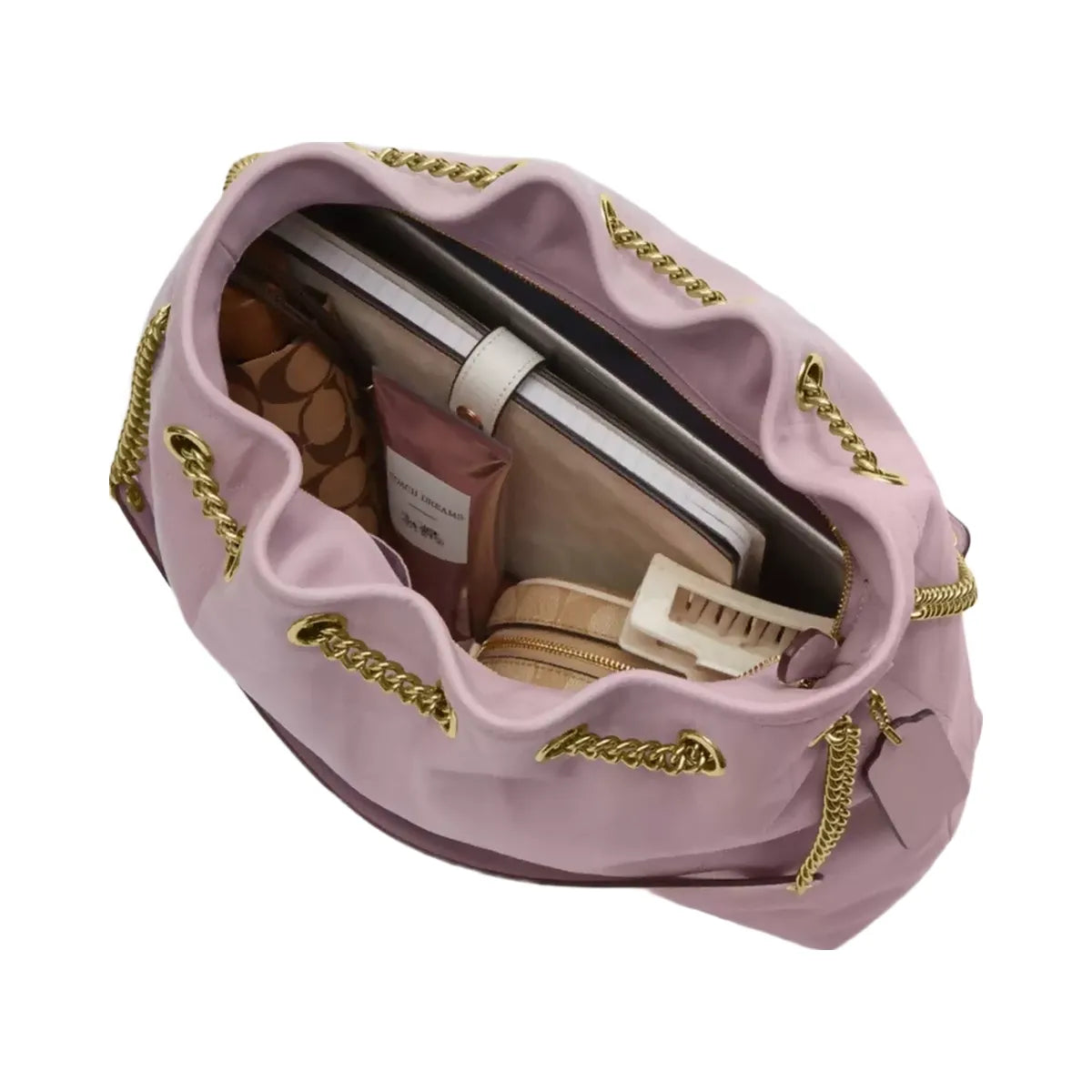 Coach Evelyn Shoulder Bag With Quilting in Gold Carnation