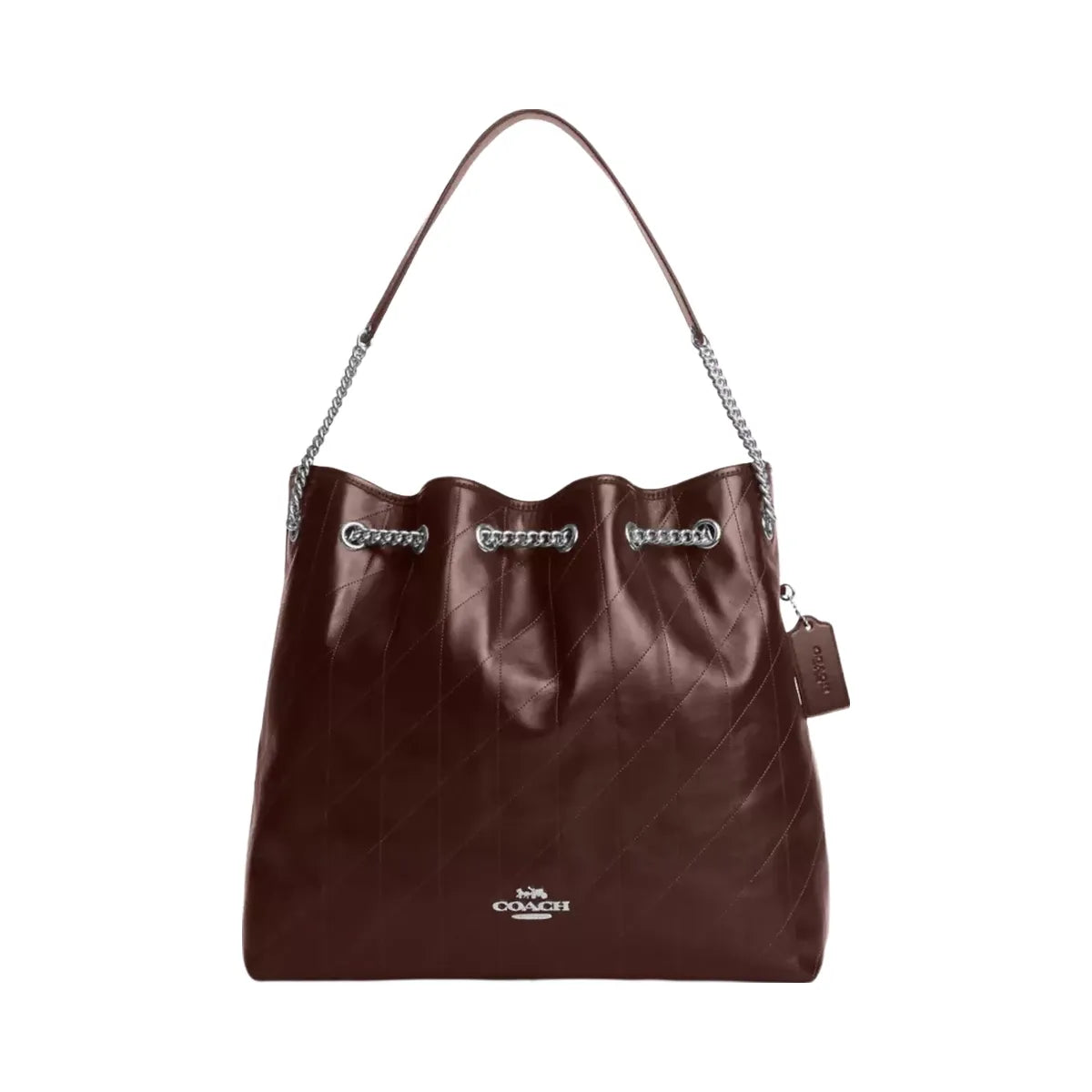 Coach Evelyn Large Shoulder Bag With Quilting in Silver Maple