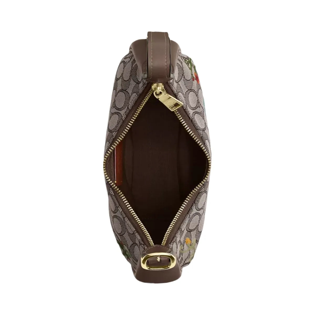 Coach Emily Shoulder Bag In Signature Jacquard With Floral Embroidery in Gold Oak Multi