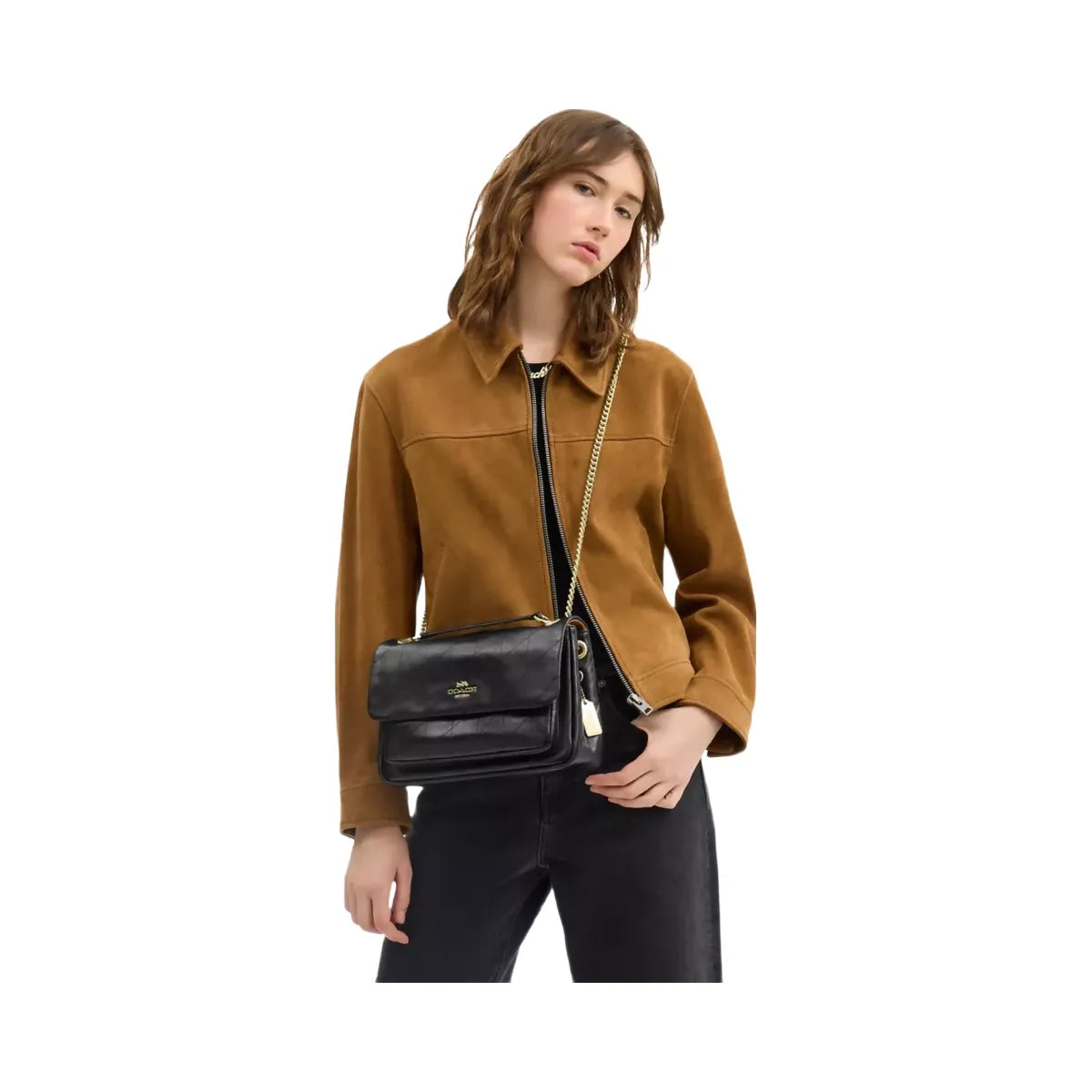 Coach Elodie Crossbody Bag With Quilting in Gold Black