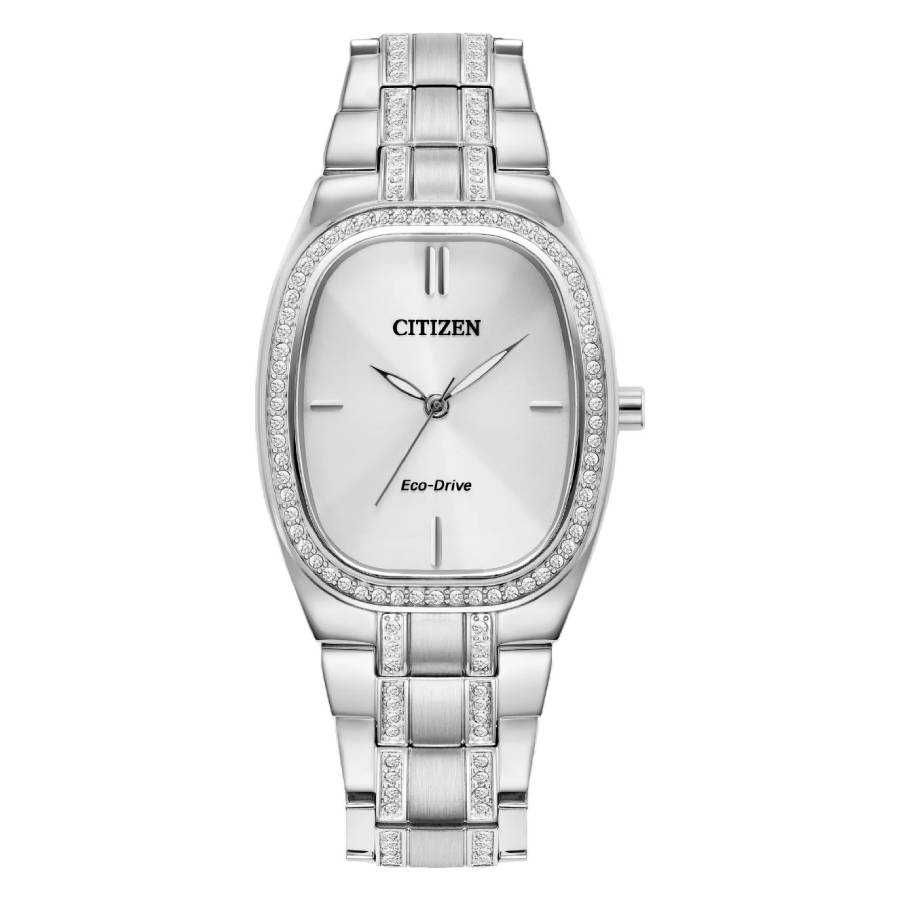 Citizen Crystal Eco-Drive Silver Dial Women's Watch