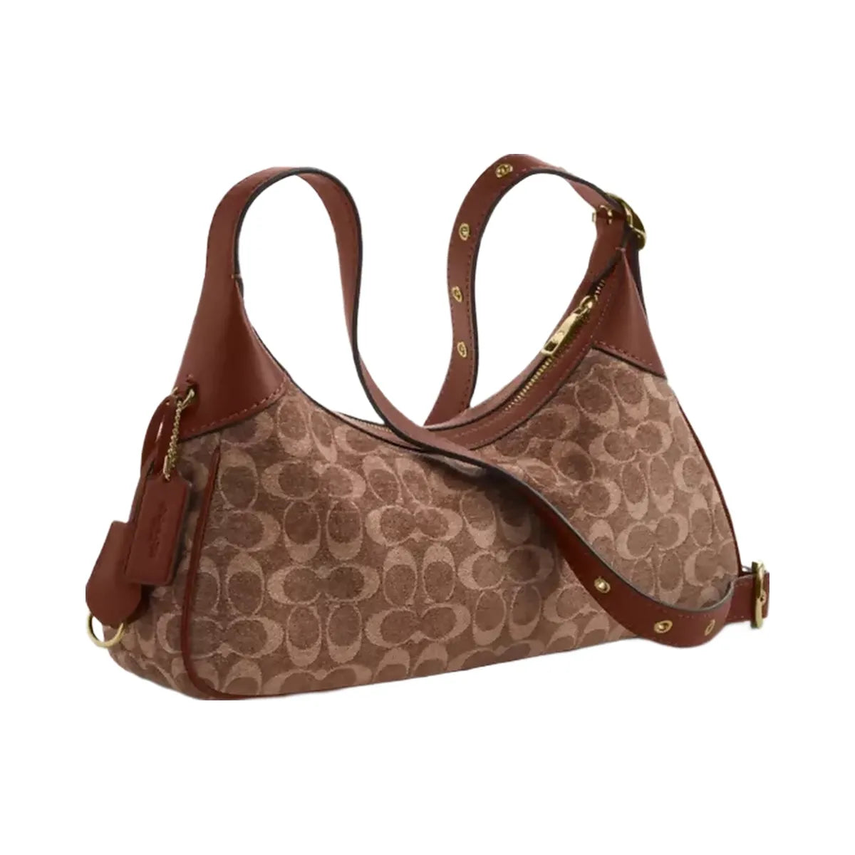 Coach Ella Small Shoulder Bag In Signature Chenille in Gold Light Khaki Vintage Brown