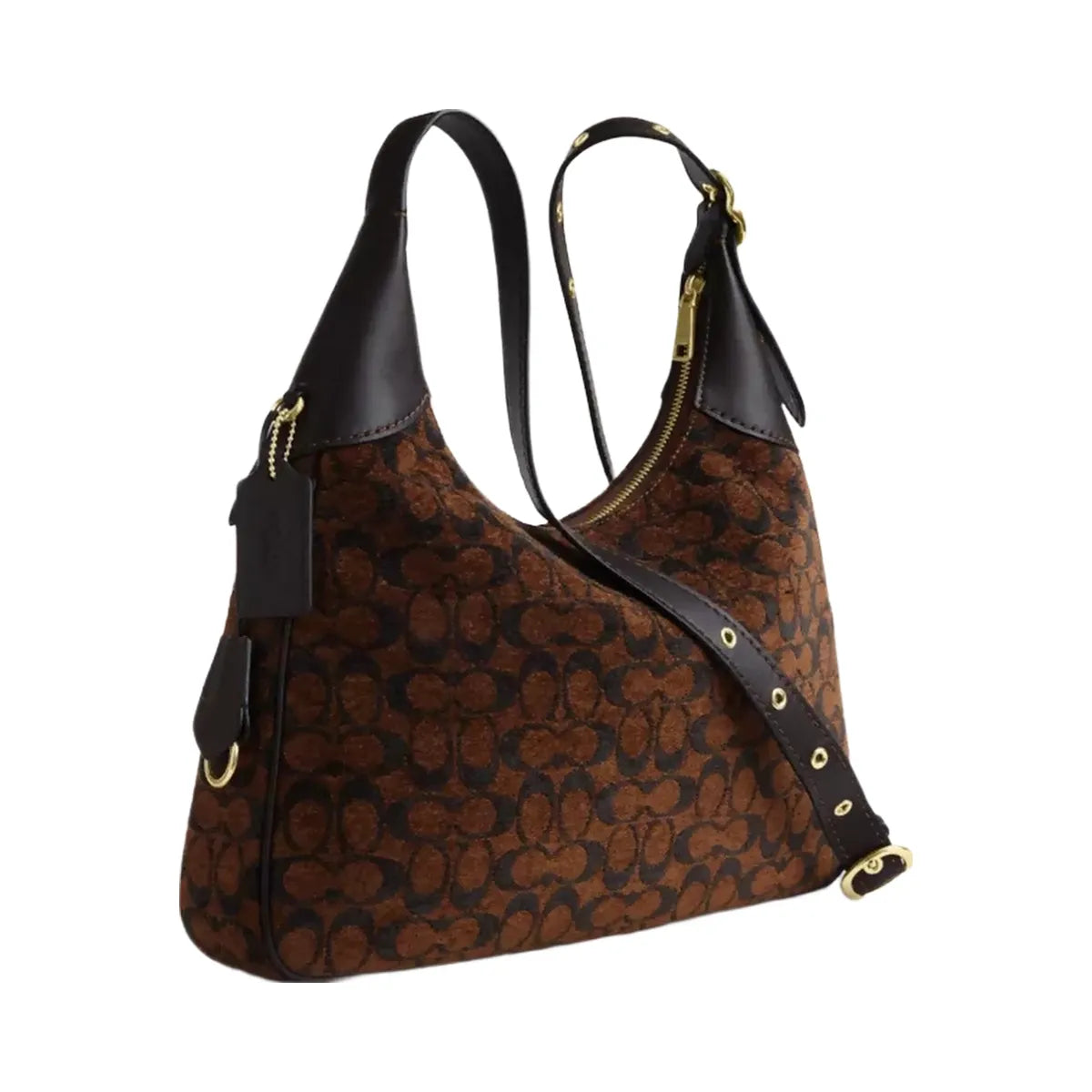 Coach Ella Shoulder Bag In Signature Chenille in Gold Truffle