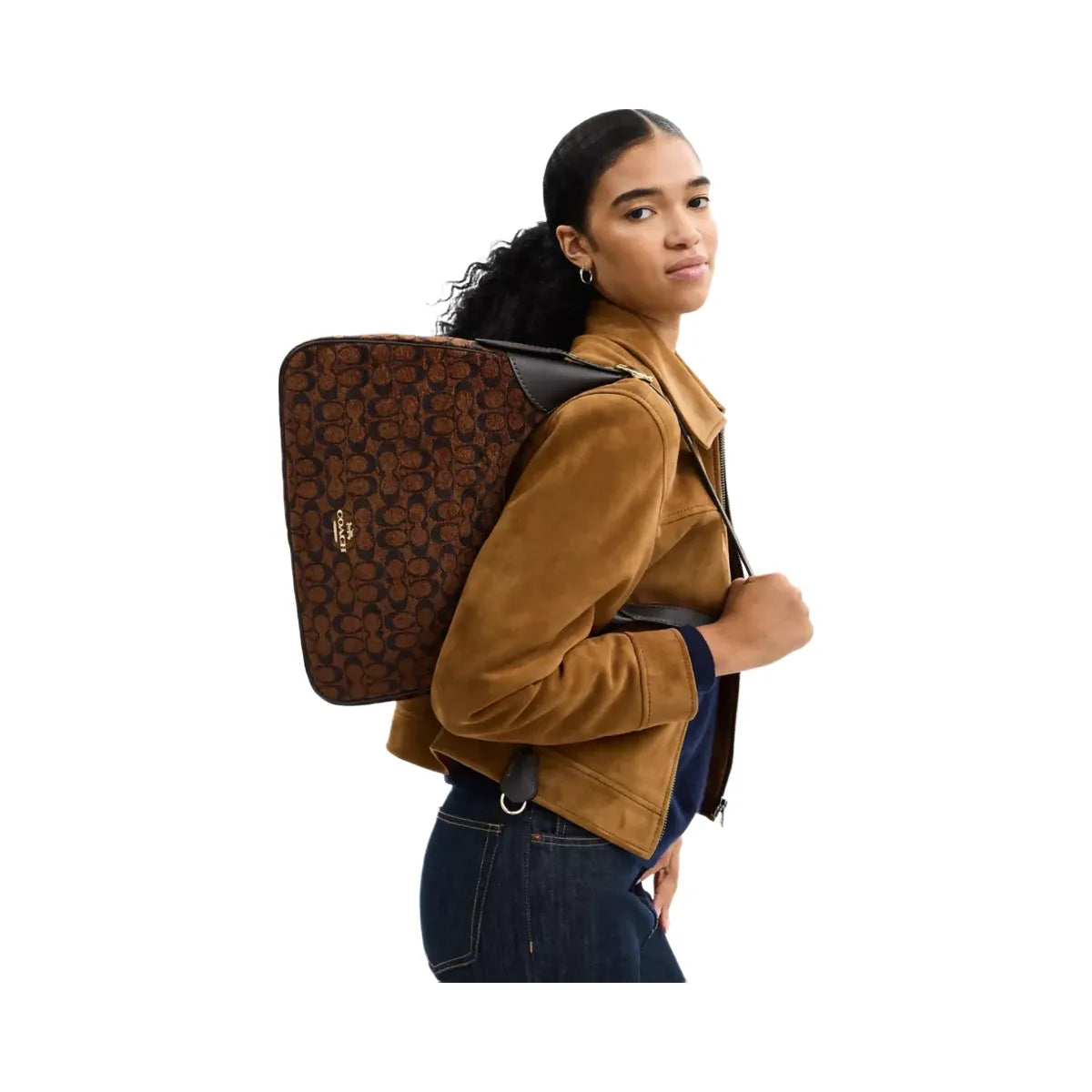 Coach Ella Shoulder Bag In Signature Chenille in Gold Truffle