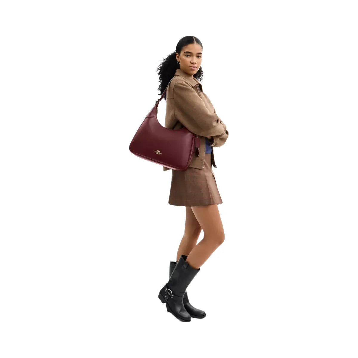 Coach Ella Shoulder Bag in Gold Maroon