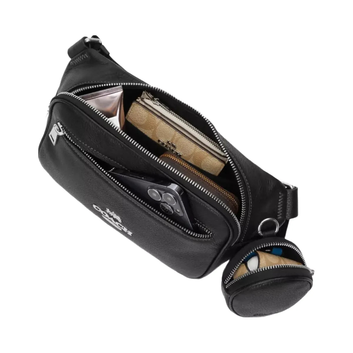 Coach Elias Belt Bag In Signature Canvas in Gunmetal Denim Midnight Navy
