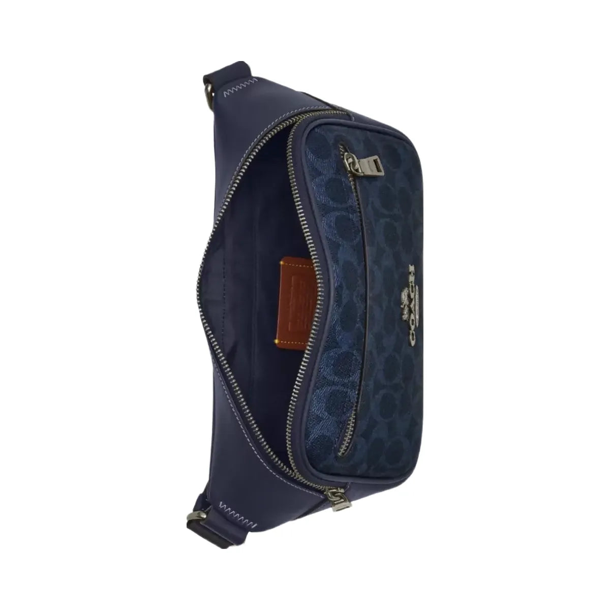 Coach Elias Belt Bag In Signature Canvas in Gunmetal Denim Midnight Navy
