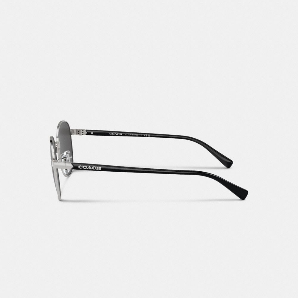 Coach Metal Round Sunglasses Silver Black