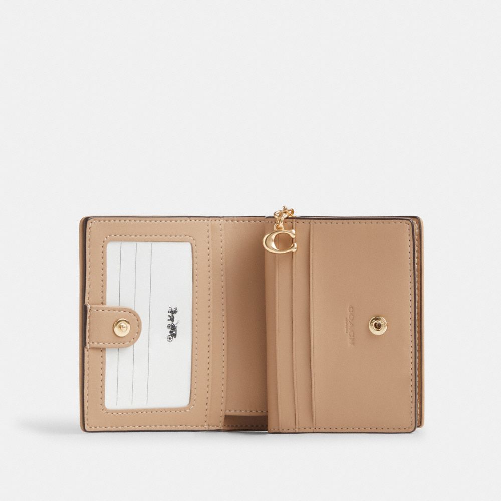 Coach Snap Wallet With Signature Canvas Gold Dark Natural Multi