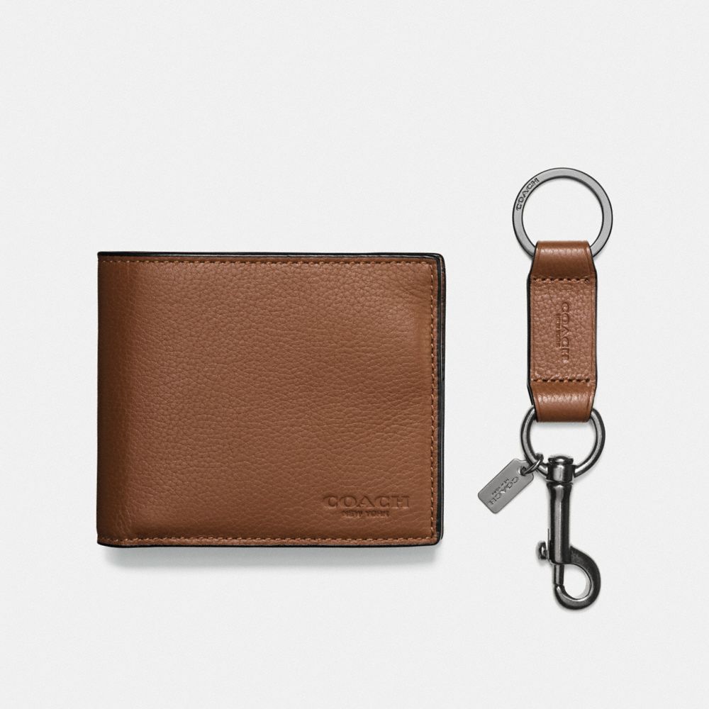 Coach Boxed 3 In 1 Wallet Gift Set Dark Saddle
