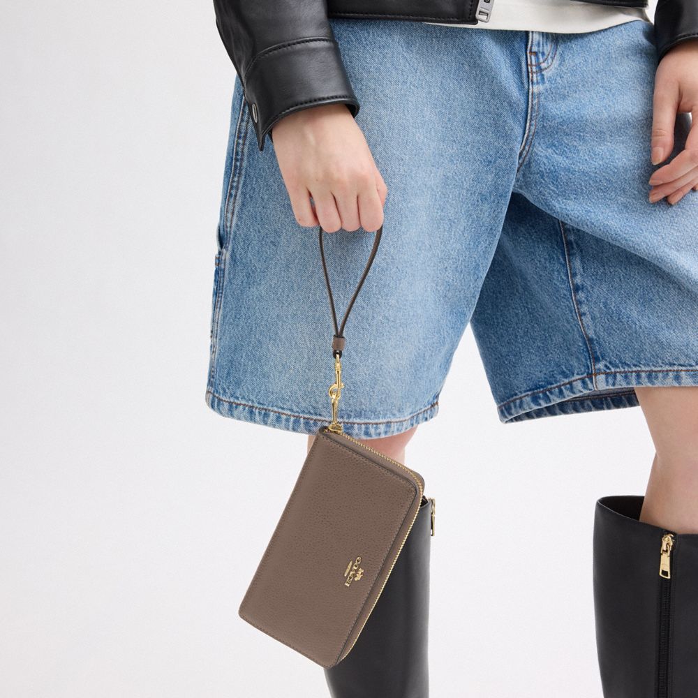 Coach Long Zip Around Wallet Gold Dark Stone