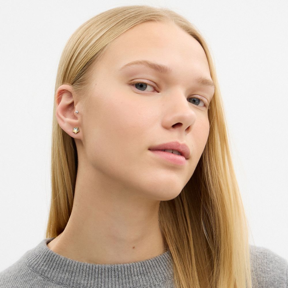 Coach Signature Star Stud Earrings Gold