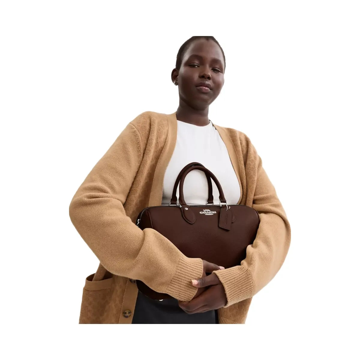 Coach Rowan Large Satchel Bag in Silver Maple