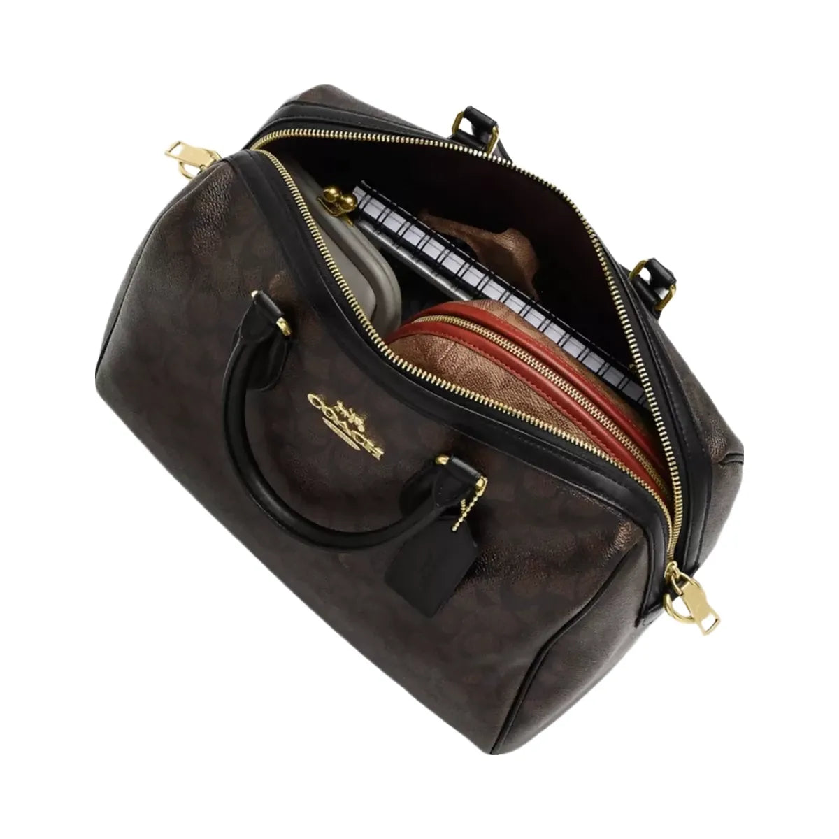 Coach Rowan Large Satchel Bag in Gunmetal Dark Stone