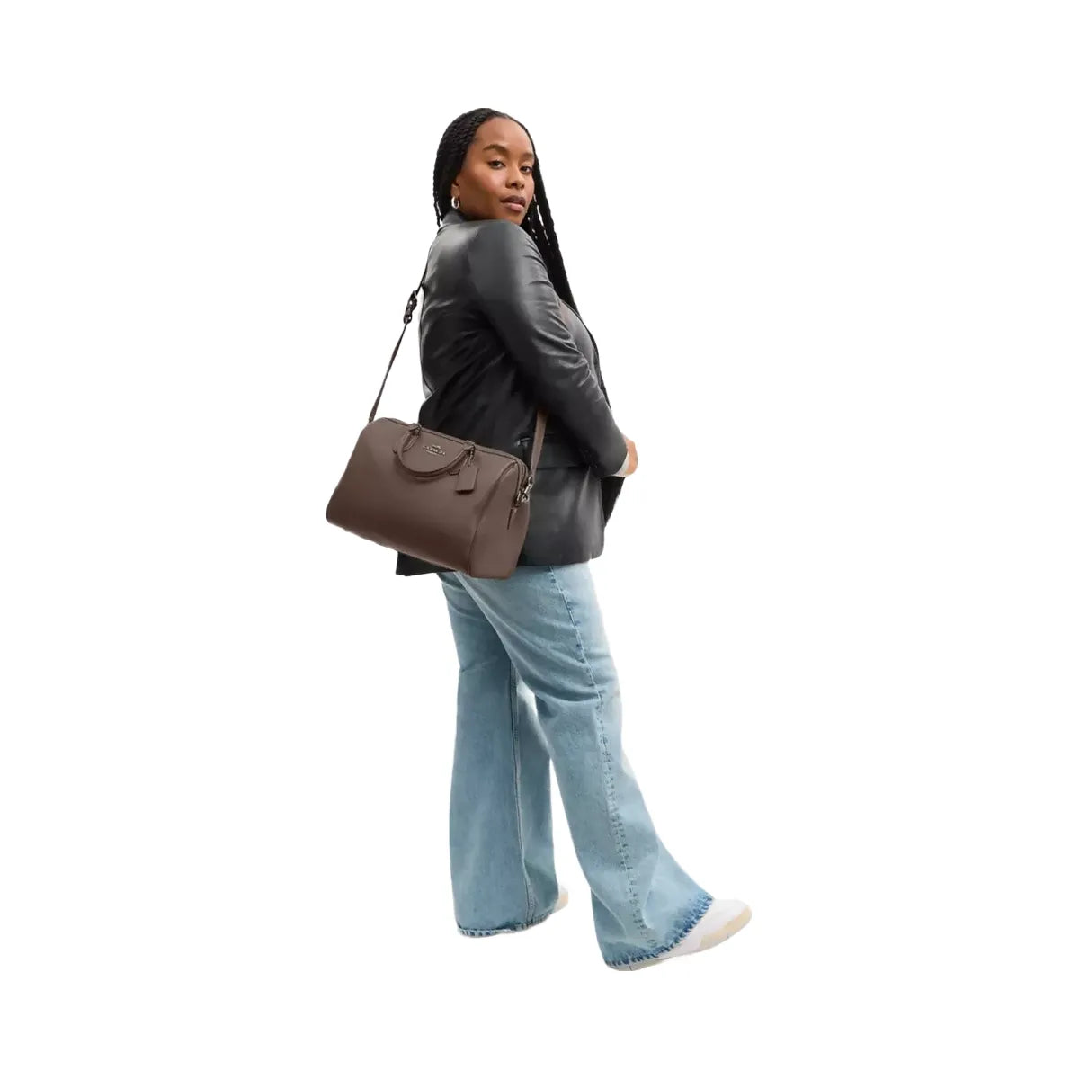 Coach Rowan Large Satchel Bag in Gunmetal Dark Stone