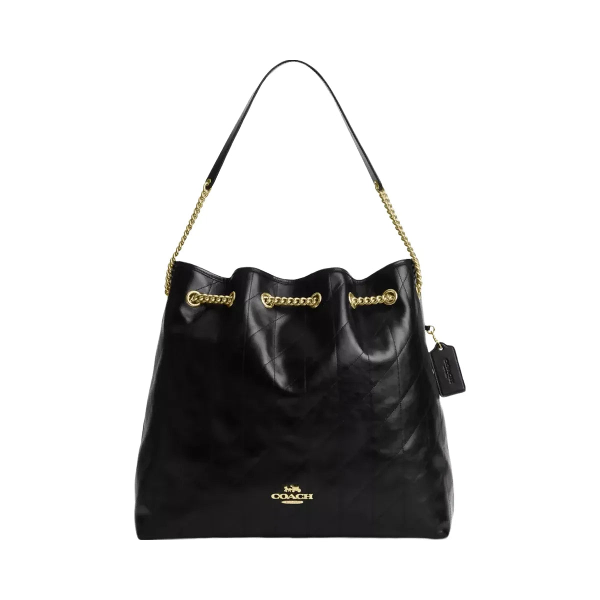 Coach Evelyn Large Shoulder Bag With Quilting in Gold Black